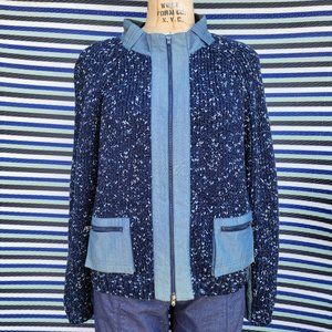 St. John Sport M Navy Wool Blend Knit Zip Jacket